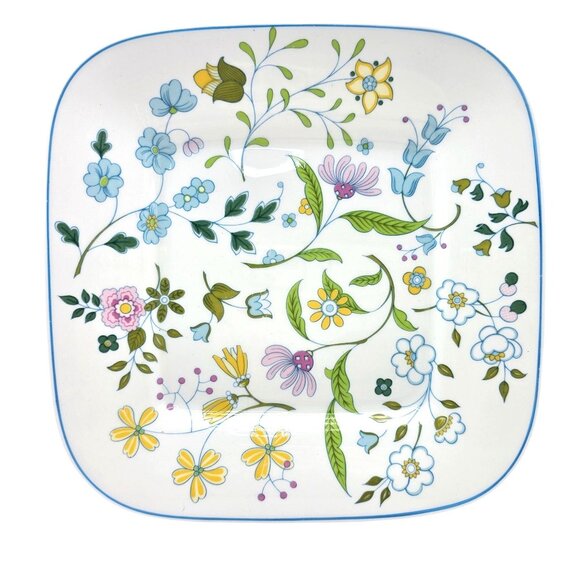 Spode Afton Square Plate 9" Bone China Floral Design England Y8212 J161 - Picture 12 of 14